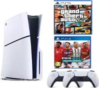 Sony Playstation 5 Slim Cd + 2. Ps5 Kol + Pes 2021 + GTA 5 (İthalatçı Garantili)