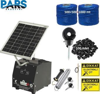 Pars P2518/1000A Güneş Enerjili Ve Akülü Elektrikli Hazır Çit Sistemi Ahşap İzolatörlü