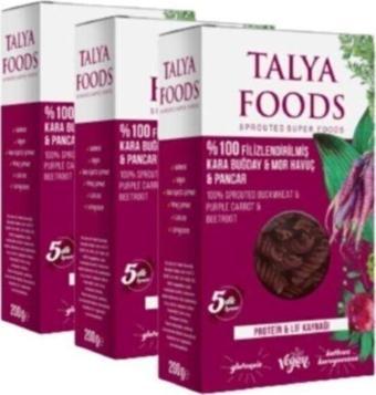 Talya Foods Glutensiz Filizlenmiş Çiğ Karabuğday Mor Havuç & Pancar Makarnası 3X200 G Avantaj Seti