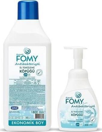 FOMY Antibakteriyel Köpük Sabun Güvenli Derinlemesine Temizlik, Uzun Süreli Hijyen 300ml + 1800ml