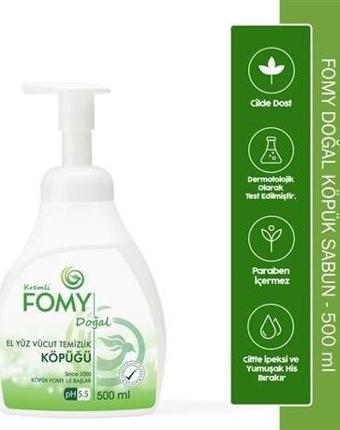 FOMY Doğal ve Narin El Temizleme Köpüğü - Özenle Hazırlanmış Nemlendirici Yenileyici Formül 500ml