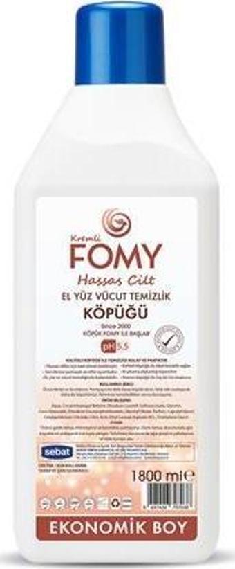 FOMY Hassas Cilt Kuru Sert Ciltler için Yoğun Nemlendirici ve Arındırıcı Kremli Köpük Sabun 1800 ml