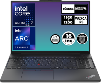 Lenovo ThinkPad E16 G2 Ultra 7 155H 32GB 512GB SSD 16" WUXGA Fdos Dizüstü Bilgisayar 21MA002UTX 002