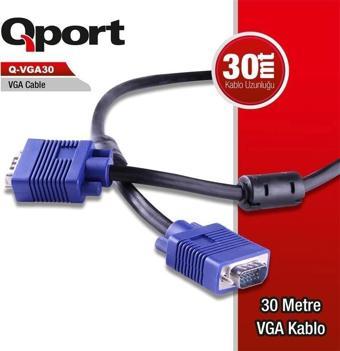 Qport Q-vga30 15pın Fıtrelı 30mt Vga Kablo