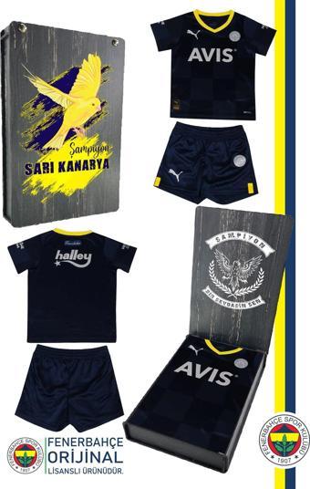 Fenerbahçe Orijinal Mini Lacivert Çocuk Forma Set Hediyelik Ahşap Kutulu