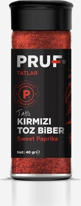 Pruf Tatlı Toz Kırmızı Biber 40 Gr. Cam Şişe