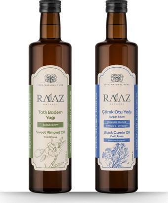 Raaz Avantajlı 2'Li Yağ Seti Çörekotu Yağı 250 Ml + Tatlı Badem Yağı 250 Ml