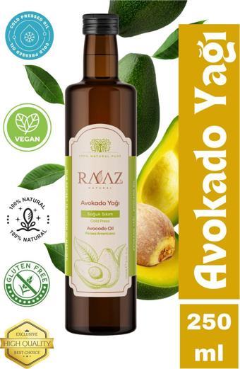 Raaz Avokado Yağı %100 Soğuk Sıkım Saf Cam Şişe Avocado Oil 100% Pure 250 Ml