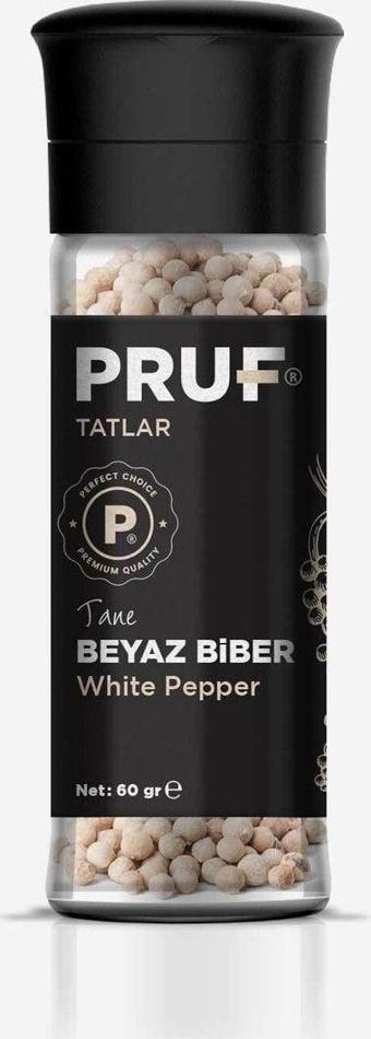 Pruf Beyaz Biber Tane 60 Gr. Cam Şişe Değirmen Kapak