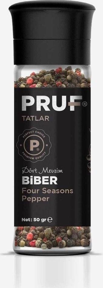 Pruf Renkli Karabiber Dört Mevsim Tane 50 Gr. Cam Şişe Değirmen Kapak