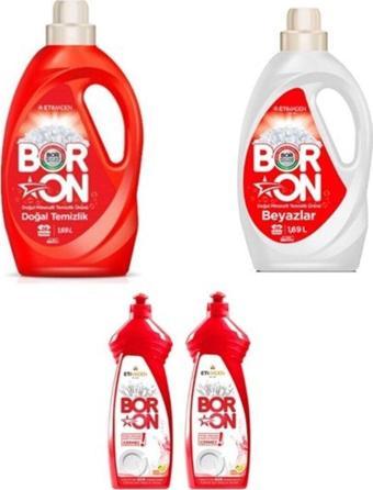 Boron Sıvı Çamaşır Temizlik 1,69 Lt Renkliler + Doğal Temizlik Beyazlar + 2 Sıvı Elde Bulaşık 650Ml