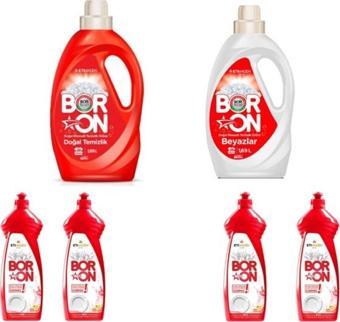 Boron Sıvı Çamaşır Temizlik 1,69 Lt Renkliler + Doğal Temizlik Beyazlar + 4 Sıvı Elde Bulaşık 650Ml