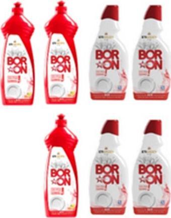 Boron Sıvı Elde Bulaşık Temizlik Ürünü 650 Ml 3 Adet + Jel Bulaşık Makinesi Temizlik Ürünü 4 Adet