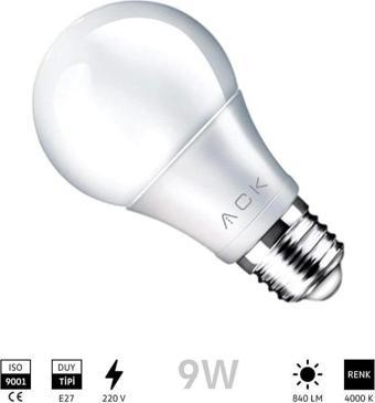 ACK E-27 9W LED AMPUL 4000K GÜNIŞIĞI