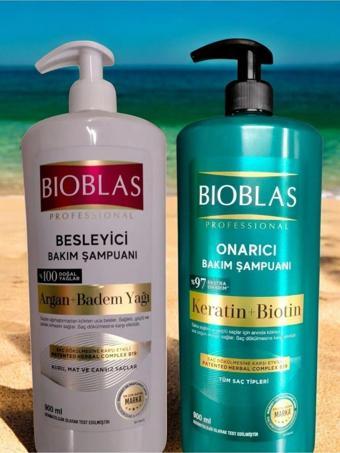 Bioblas Argan-Badem + Keratin Biotin (Besleyici Onarıcı Set 900 Ml + 900 Ml)