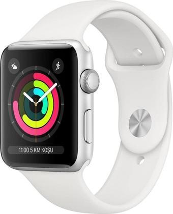 Apple Watch Seri 3 Gps 42 Mm Gümüş Rengi Alüminyum Kasa Ve Beyaz Spor Kordon - Mtf22Tu/A