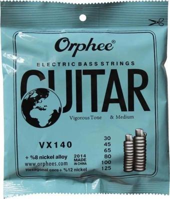 Orphee Vx140 Altıgen Çelik Nikel Sarılı  Bas Gitar Teli 6 Telli Set  .030 .045 .065 .080 .100 .125