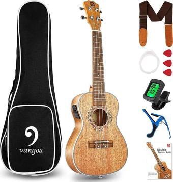 VANGOA Concert Boy Maun Ağacı Elektro Ukulele Ful Set
