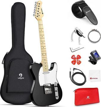 VANGOA Vtl-1Bk Telecaster Siyah Renk Elektro Gitar Seti