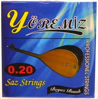 YÖREMİZ Saz Teli Uzun Sap Beyaz Bam 0.20 Uzun Sap Bağlama Teli Tezene.