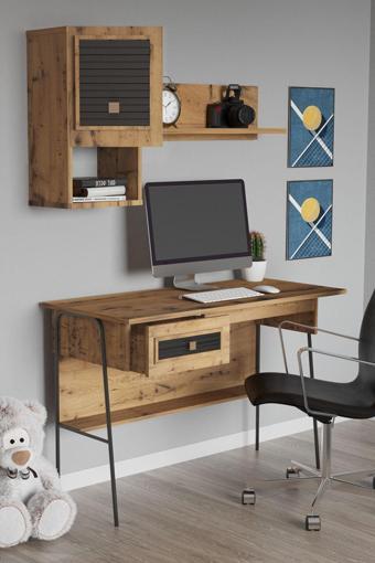 Sandalie Arya Raflı 59X120 Cm Çalışma Masası Bilgisayar Masası Ofis Ders Yemek Masası Atlantik Çam