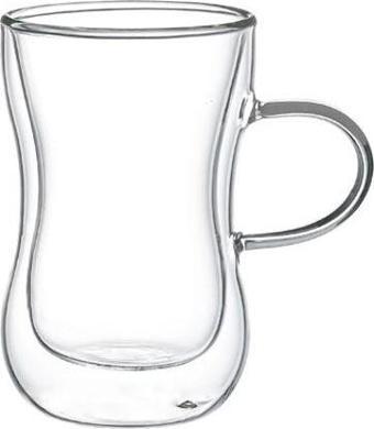 Leggno VETRO Borosilikat Çift Camlı Kulplu Çay Bardağı 150ML (2ad)