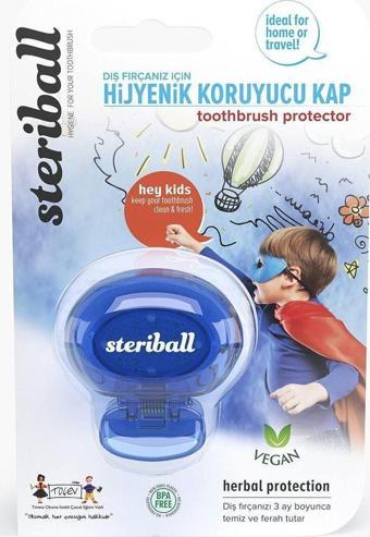 Store Steriball Diş Fırçası Için Vegan Hijyenik Koruyucu Mavi Kap