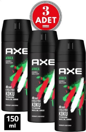 Axe Erkek Deodorant Sprey Africa 150 ml (3 ADET)