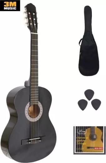 Klasik Gitar Seti 4/4 Tam Boy SİYAH ( KILIF-PENA-TAKIM TEL HEDİYELİ )