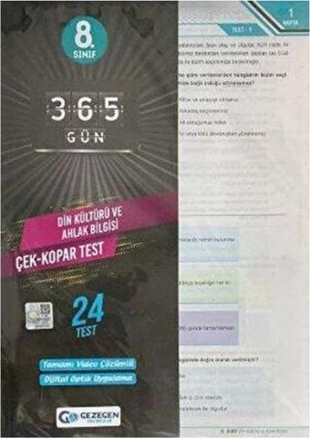 Gezegen Yayıncılık 8.Sınıf 365 Gün Din Kültürü ve Ahlak Bilgisi Yaprak Test