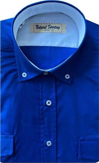 SÜVARİ Slim Fit Mavi Kısa Kollu Erkek Gömlek