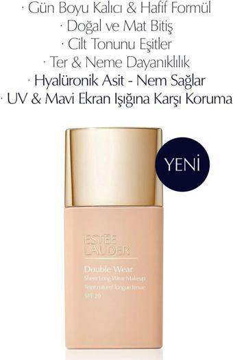 Estee Lauder Double Wear Sheer Işıltı Ve Nem Etkili Hafif Dokulu Fondöten Spf20 - 30Ml Renk:1N2 Ecru