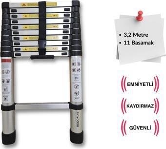 320 cm. - 11  Basamaklı Teleskobik / Teleskopik Merdiven - I Tipi Uzayan