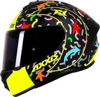 Axxis Draken Crazy Matt Fluor - Yellow Full Face Motosiklet Kaskı