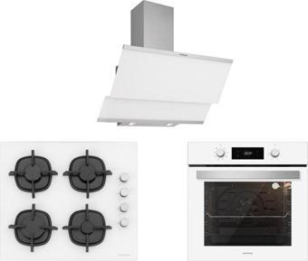 Silverline Beyaz Cam Ankastre Set (3420 Classy 60+Cs5343W01+Bo6504W01)