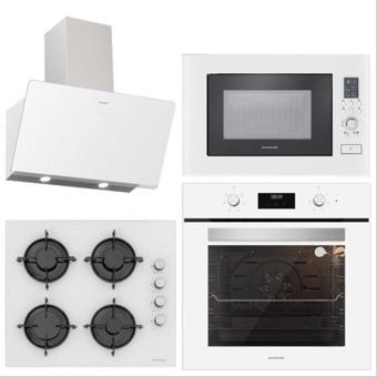 Silverline Beyaz Cam Ankastre Set 4 Parça