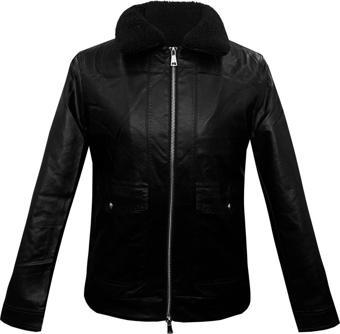 SÜVARİ Slim Fit Çıkma Yaka Deri İçi Kürklü Siyah Erkek Mont