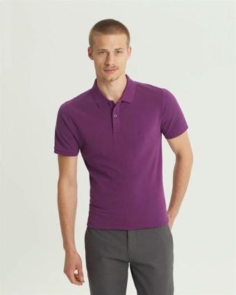 SÜVARİ Slim Fit Polo Yaka Mor Erkek Tişört