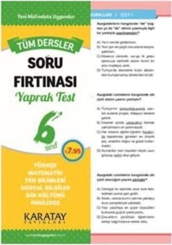 6. Sınıf Tüm Dersler Soru Fırtınası Yaprak Test