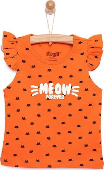 HelloBaby Basic Kedi Baskılı Atlet Tshirt Kız Bebek