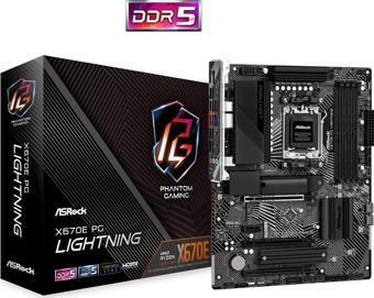 Asrock X670E PG Lightning 90-MXBJ60-A0UAYZ AMD X670 Soket AM5 DDR5 7200+(OC)MHz ATX Gaming (Oyuncu) Anakart