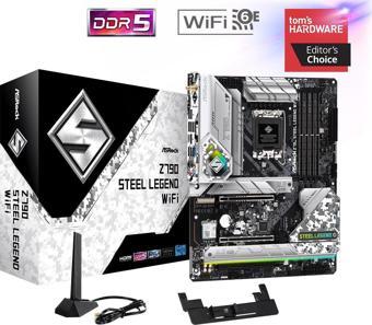 Asrock Z790 Steel Legend WIFI 90-MXBKD0-A0UAYZ Intel Z790 Soket DDR5 7200+MHZ(OC) ATX Gaming (Oyuncu) Anakart