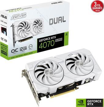 ASUS Dual GeForce RTX 4070 SUPER EVO White OC Edition 12GB GDDR6X 192Bit DX12 DLSS 3 Gaming (Oyuncu) Ekran Kartı