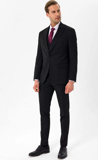 SÜVARİ Normal Bel Slim Fit Siyah Erkek Takım Elbise Tk1020000245