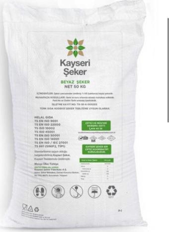 Şenler - Kayseri Şeker -Kristal Beyaz Şeker - Toz - 50 Kg Üretim: Tokat/Turhal