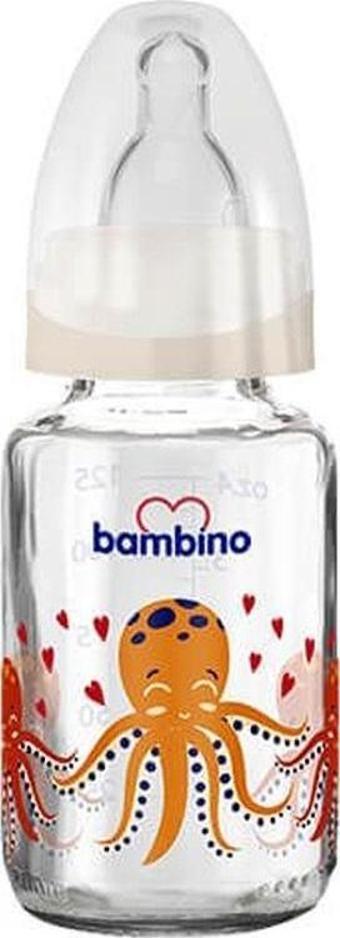 Bambino Cam Biberon Yavaş Akış 125ml 0+ Ay - Pembe - Dinazor Desenli