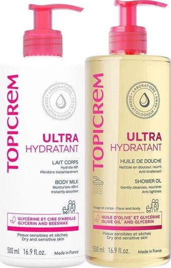 Topicrem Ultra Hydratant Body Milk 500ml + Ultra Hydratant Shower Oil 500ml Kofre