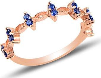 Gümüş rose safir taşlı crown yüzük 