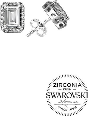 Gümüş Swarovski baget taşlı pırlanta modeli küpe 