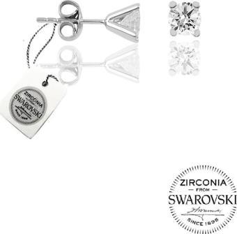 Gümüş Swarovski tek taş küpe 